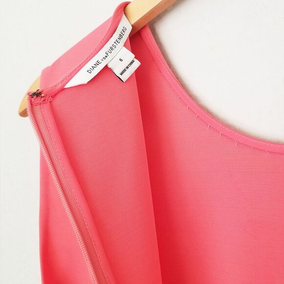 Diane Von Furstenberg DVF Jeannie Knit Fit Flare Dress 6 Coral Pink Stretch $365 - Picture 14 of 16